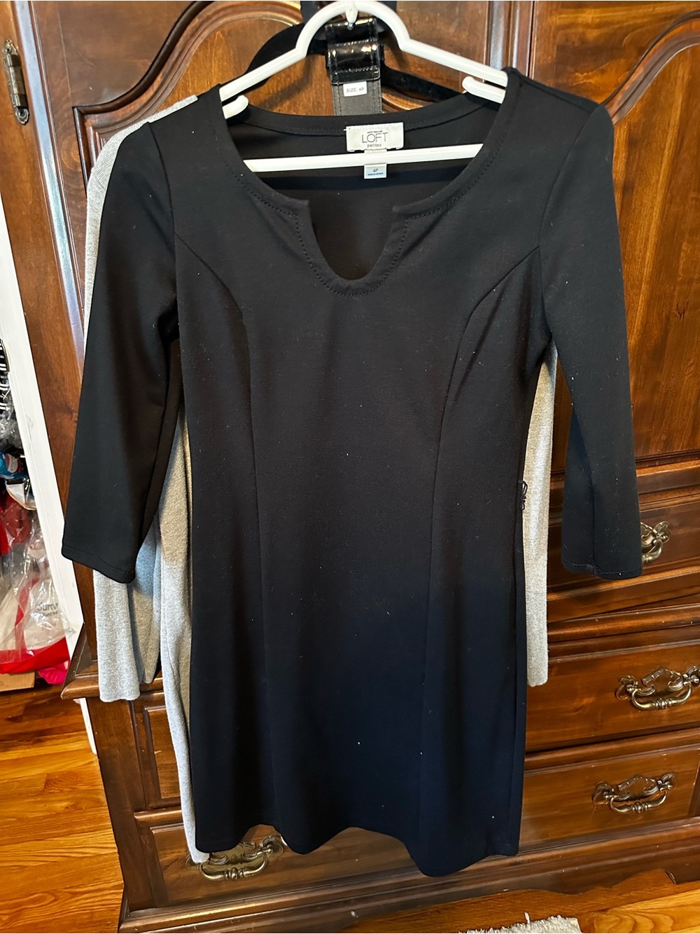 LOFT Black Long Sleeve Keyhole Sheath Dress size 4P